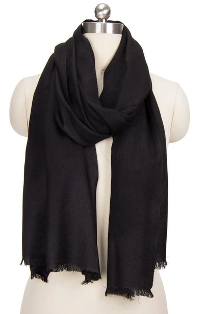 Saachi Cashmere Silk Eyelash Fringe Scarf In Black