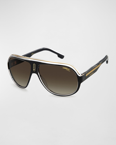 Carrera Men's Speedway/n C-logo Aviator Sunglasses In Black/brown Gradient