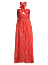 Sachin & Babi Reid Cutout Striped Halter Dress In Orange Shibori Stripe
