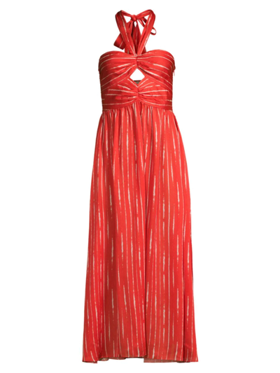 Sachin & Babi Reid Cutout Striped Halter Dress In Orange