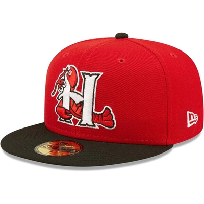 New Era Red Hickory Crawdads Authentic Collection Team Home 59fifty Fitted Hat