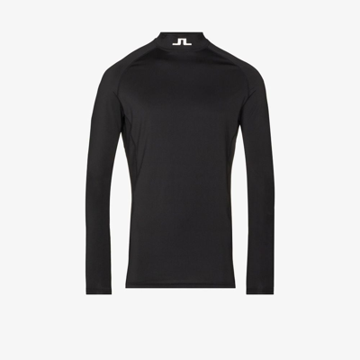 J. Lindeberg Black Aello Logo Padel Compression Top