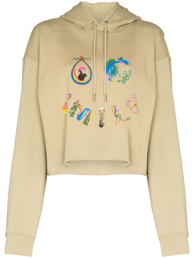 Opening Ceremony Smile Cropped Cotton Hoodie In Green