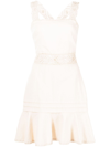 Jonathan Simkhai Flora Macrame Strap Mini Dress In Chantilly In Beige