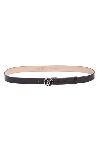 Alexander Mcqueen Logo Seal Leather Belt In Black