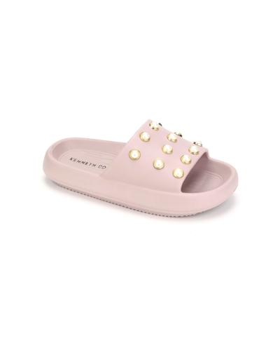 Kenneth Cole New York Mello Eva Pearl Womens Embellished Comfort Insole Slide Sandals In Gold