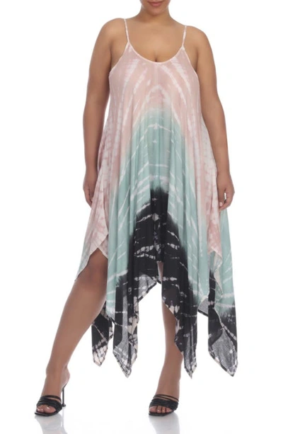 Boho Me Tie Dye Print Handkerchief Hem Maxi Dress In Almond Td