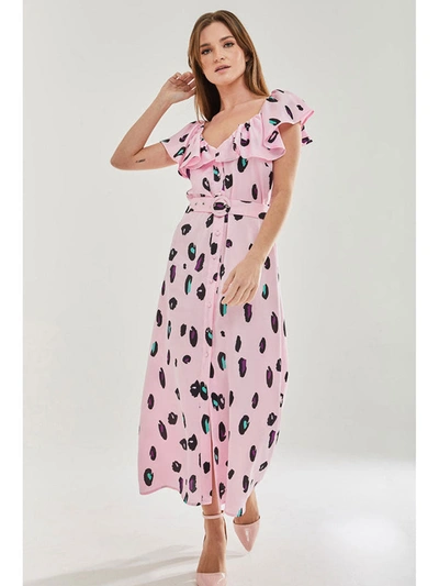 Acl Belted Midi Dress Pink