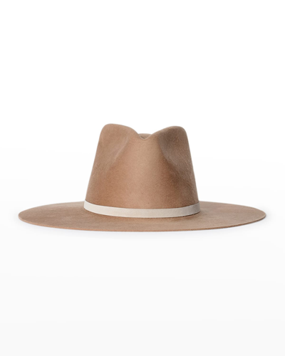 Janessa Leone Harley Wool & Suede Fedora Hat In Wheat