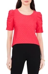 Chaus Eyelet Ruched Sleeve Top In Orange