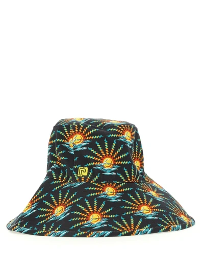 Paco Rabanne Sunrise Printed Cotton Canvas Bucket Hat In Black