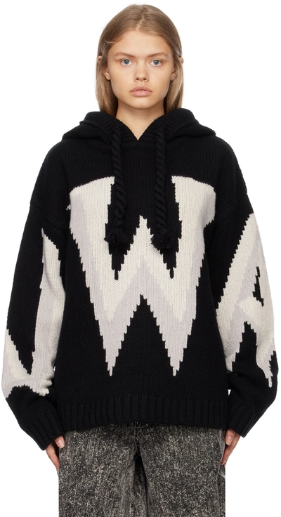 Jw Anderson Black & Off-white Gothic Chunky Hoodie