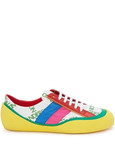Jw Anderson Bubble Brand-print Cotton And Leather-blend Low-top Trainers In Multicolor