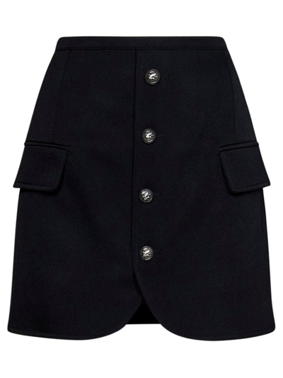 Etro Pegaso-button Fitted Mini Skirt In Black