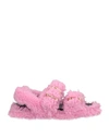 Marni Fussbett Light Two-buckle Shearling Sandals In Rose