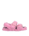Marni Fussbett Light Two-buckle Shearling Sandals In Powder