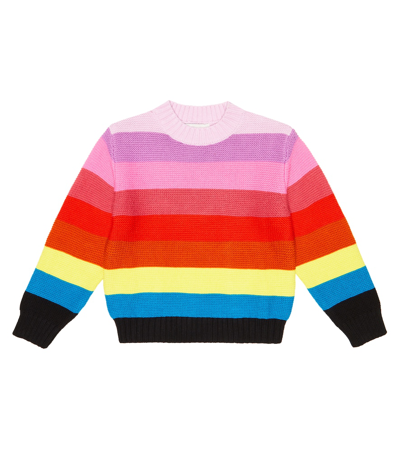 Stella Mccartney Kids Multicolored Striped Wool And Cotton Sweater In Pink