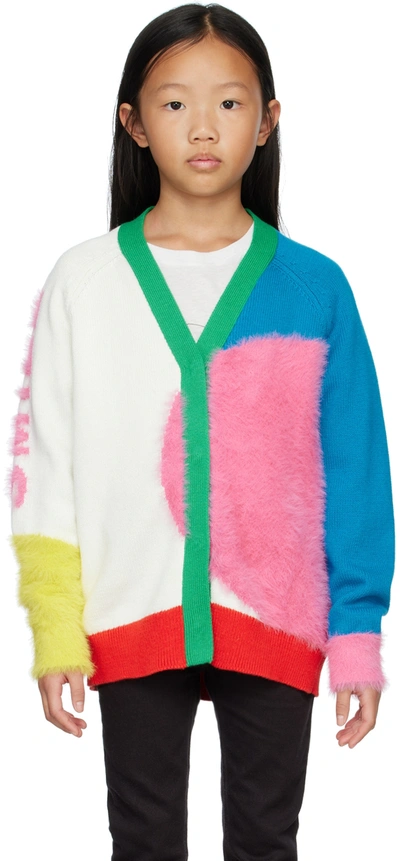 Stella Mccartney Kids' Colourblock Fuzzy Knit Intarsia Cardigan In Colourful