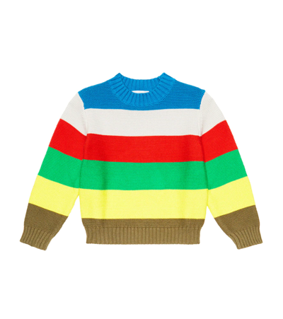 Stella Mccartney Kids Wool And Cotton Sweater With Multicolored Stripes Pattern