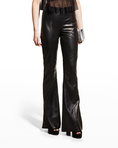 Alberta Ferretti Paneled Flare-leg Leather Trousers In Black