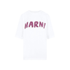 Marni Logo Print Cotton Jersey T-shirt In White