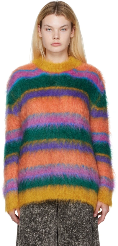 Marni Striped Oversized Mohair-blend Sweater In Multi-colored