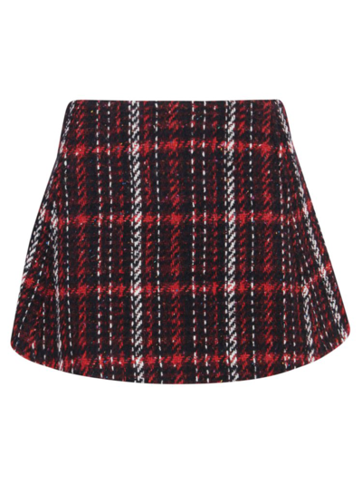 Marni Speckled Wool Blend Tweed Mini Skirt In Red