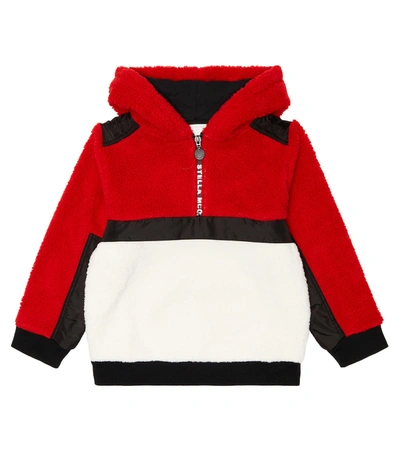 Stella Mccartney Kids' Recycled Teddy Hoodie Jacket In Red,white