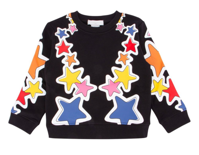 Stella Mccartney Kids' Star Print Organic Cotton Sweatshirt In Nero