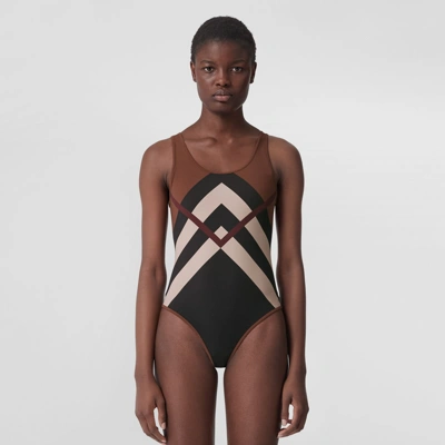 Burberry Cleddau Kissing Check One-piece Swimsuit In Multicolor