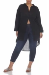 Boho Me High/low Button-down Shirt In Black