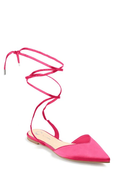 Journee Collection Lace-up Pointed-toe Flat In Pink