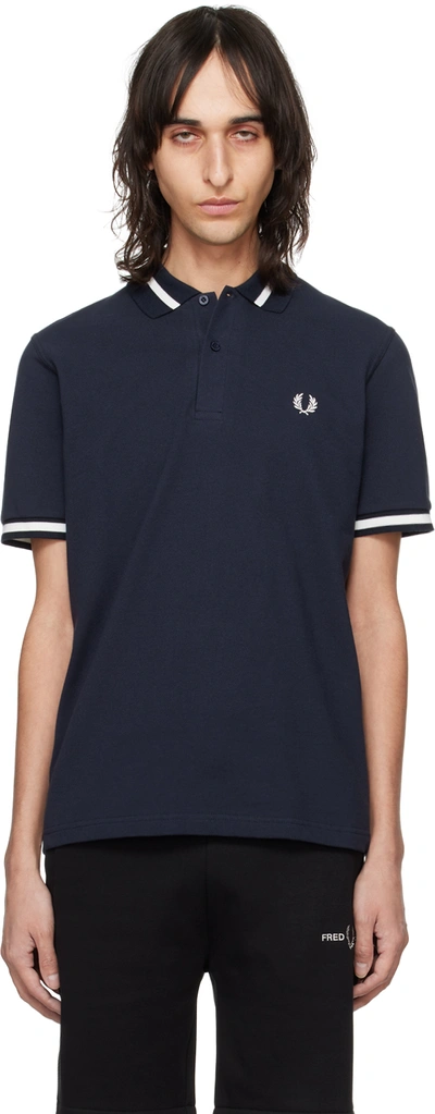 Fred Perry Embroidered-logo Cotton Polo Colar In 797 Navy / Snow Whit