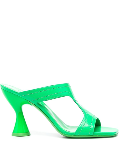 By Far Open-toe 95mm Heeled Mules In Green