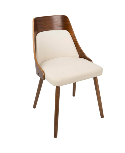 Lumisource Anabelle Mid-century Modern Dining Accent Chair In Cream Fabric,walnut Legs