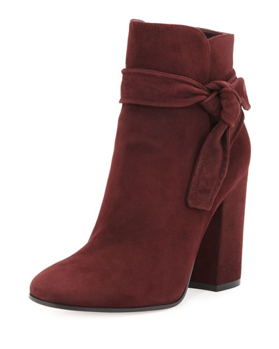Gianvito Rossi Leslie Suede Ankle-tie Bootie, Royale Red | ModeSens