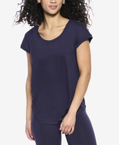 Felina Women's Textured Slub Knit Muscle Tee In Evening Blue