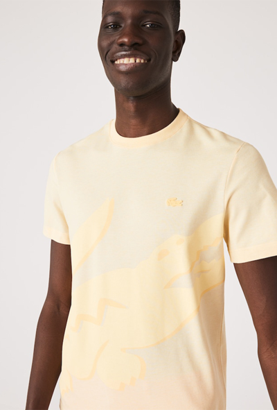 Lacoste Men's Crocodile Print Crew Neck Stretch Organic Cotton T-shirt - 3xl - 8 In Yellow
