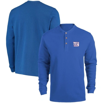 Dunbrooke Royal New York Giants Logo Maverick Thermal Henley Long Sleeve T-shirt