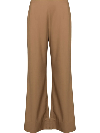 St Agni High-waisted Wide-leg Trousers In Brown