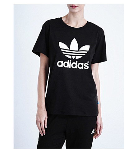 Adidas Originals Adidas Trefoil Boyfriend Tee In Black | ModeSens