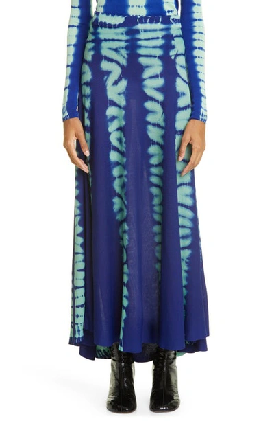 Proenza Schouler Asymmetric Knit Tie-dye Midi-skirt In Blue-med