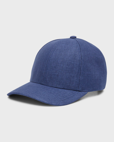 Varsity Headwear Linen Baseball Hat In Oxford Blue