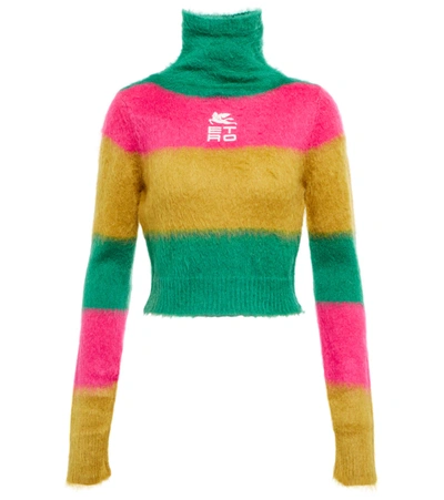 Etro Women's Cropped Colorblocked Turtleneck Sweater In Multicolor