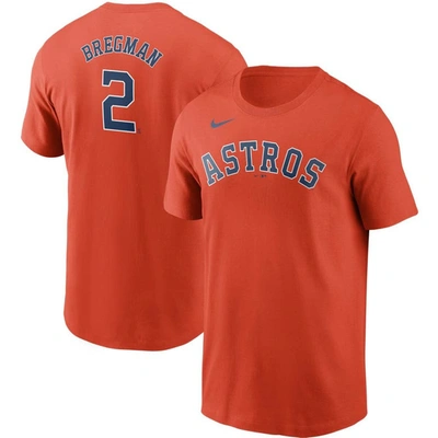 Nike Alex Bregman Orange Houston Astros Name & Number T-shirt