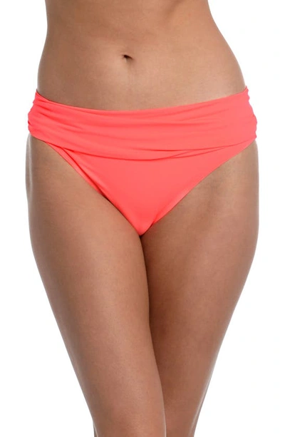 La Blanca Linea Ruched Hipster Bikini Bottoms In Hot Coral