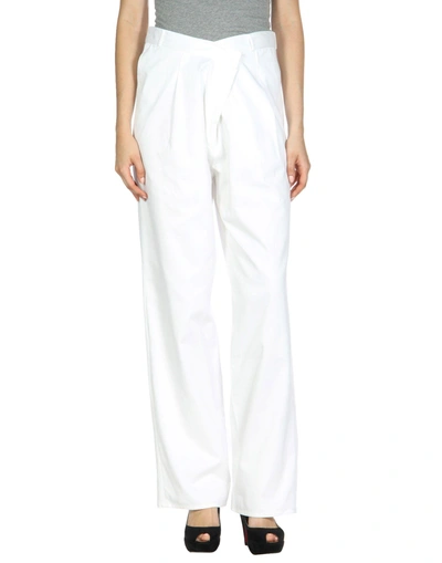 Back Casual Pants In White