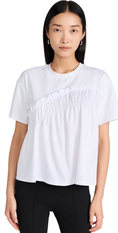 Jason Wu Asymmetric Ruffle Cotton T-shirt In White