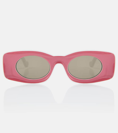 Loewe Paula's Ibiza Rectangle Sunglasses, 49mm In Pink/brown Solid
