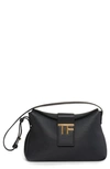 Tom Ford Mini Tf Grain Leather Hobo Bag In Black